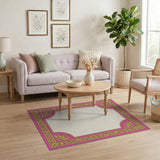 Pink Gold Ornate Baroque Frame Area Rug