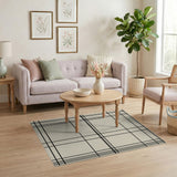 Beige Grid Washable Area Rug