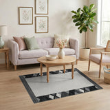 Geometric Modern Black and White Black White Geometric Border Area Rug