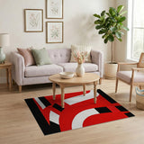 Geometric Modern Bold Red Geometric Abstract Area Rug
