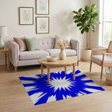 Vibrant Blue Starburst Geometric Area Rug