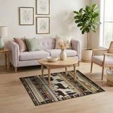 Southwestern Bear Deer Mountain Landscape Rug