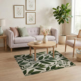 Vintage Herb Leaves Botanical Area Rug
