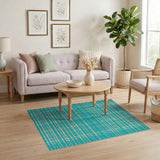 Geometric Modern Blue and Teal Teal Hexagon Geometric Area Rug