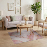 Blush Pink Gold Vein Marble Abstract Area Rug