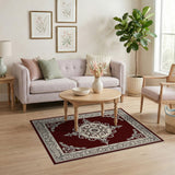 Red Ornate Maroon Medallion Persian Area Rug