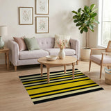 Bold Black Yellow Striped Area Rug