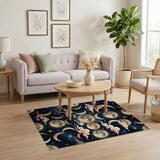 Golden Moon Phases and Stars Celestial Rug