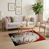 Red Plum Blossom Moonlit Landscape Rug
