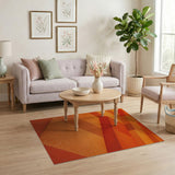 Bold Orange Geometric Block Area Rug