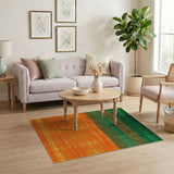 Bold Green and Orange Horizontal Striped Area Rug