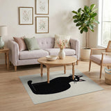 Cute Black Cat Silhouette Area Rug