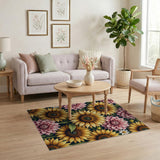 Sunflower Dahlia Floral Pattern Area Rug