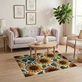 Yellow Sunflower Floral Area Rug