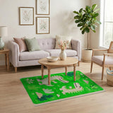 Green Playful Green Crocodile Kids Cartoon Rug
