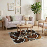 Brown Tan Abstract Organic Shapes Area Rug