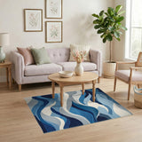 Abstract Area Wave Blue Wave Abstract Area Rug