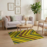 Bold Yellow Chevron Striped Area Rug