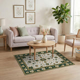 Green Traditional Persian Ornate Emerald Green Gold Persian Area Rug
