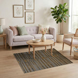 Grey Orange Geometric Striped Area Rug