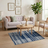 Blue and Teal Navy Grey Striped Geometric Area Rug