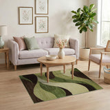 Green Abstract Area Abstract Green Wave Area Rug