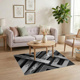 Black White Wave Geometric Area Rug