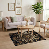 Opulent Gold Mandala Floral Area Rug