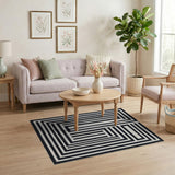 Black and White Geometric Modern Bold Black White Maze Geometric Area Rug