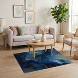 Layered Blue Teal Misty Peaks Abstract Rug