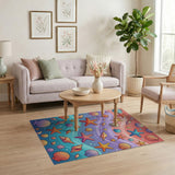 Multi-color and Patterns Vibrant Seashell Starfish Coastal Beach Rug