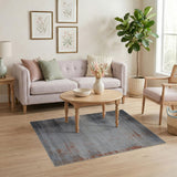 Distressed Grey Abstract Area Rug with Rust Accents