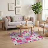 Pastel Pink Hearts Patchwork Area Rug
