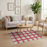 Vibrant Red Gingham Checkered Area Rug