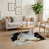 Luxury Black Gold Marble Abstract Area Rug