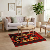 Red Fiery Red Dragon Area Rug