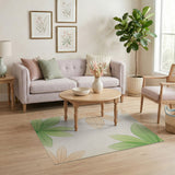 Green Peach Watercolor Leaves Area Rug
