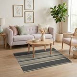 Bold Vertical Stripe Black Ivory Woven Rug