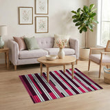 Bold Pink Geometric Stripe Area Rug