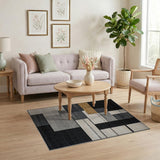 Modern Geometric Grey Block Area Rug