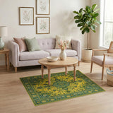 Yellow Teal Traditional Persian Area Rug