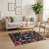 Pink Butterfly Floral Garden Area Rug