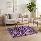 Purple Floral Persian Traditional Persian Area Rug