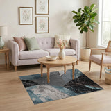 Fractured Teal Geometric Modern Area Rug