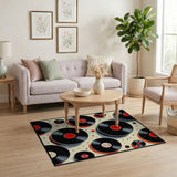 Geometric Modern Retro Vinyl Records Area Rug