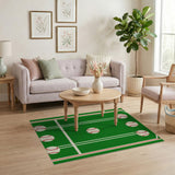Kids Cartoon Green Baseball Field Green Area Rug