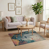 Teal Blue Coral Reef Fish Area Rug
