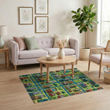 Multi-color and Patterns Vibrant Isometric Cityscape Area Rug