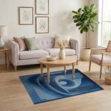 Abstract Navy Blue Swirl Geometric Area Rug