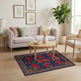 Majestic Red Stag Heritage Tribal Rug